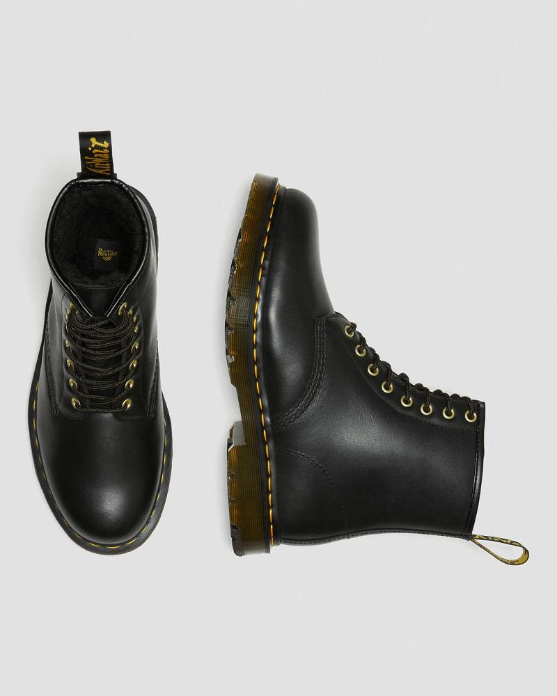 Black Men's Dr Martens 1460 DM's Wintergrip Leather Work Boots | CA 645KOR